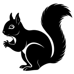 Elegant Squirrel Illustration in Black and White Silhouette