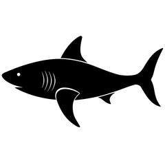 Obraz premium Shark Illustration in Black and White Silhouette Style