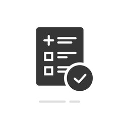 Medical form check exam list results dada information vector simple solid icon graphic, approved health care checkmark checklist hospital hearth care document sign symbol, insurance record image  
