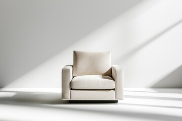 Elegant modern armchair with soft velvet upholstery minimalist living room furniture design bright space interior view comfort concept