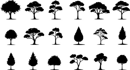 trees, nature, silhouette vector bundle