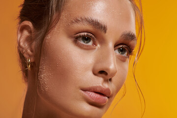 Captivating summer beauty captured in a vibrant studio setting