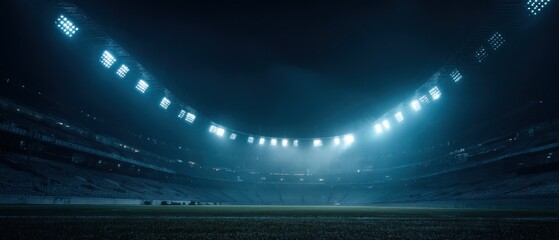 Night Stadium: Empty Field Under Bright Lights