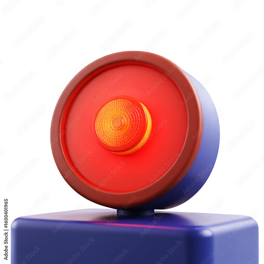 Fototapete a stylized rendering of a red and orange light fixture on a blue square base on transparent backgrou
