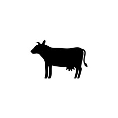 Simple black silhouette of a cow. Minimalist design for farm animal and dairy concepts