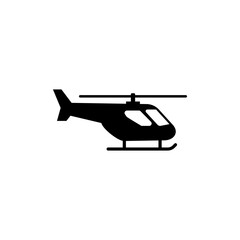 Simple black silhouette of a helicopter. Minimalist design for aviation and emergency concepts