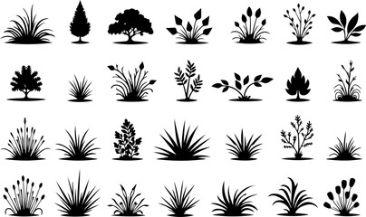 trees, nature, silhouette vector bundle