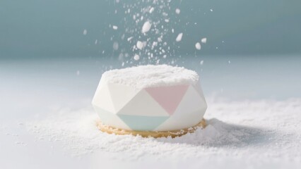 Geometrically Designed Dessert with Powdered Sugar Dusting