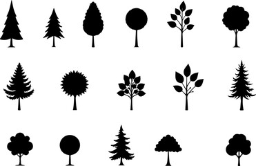 trees, nature, silhouette vector bundle