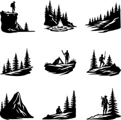  hiking, camping, mountains, nature, forest,  bundle