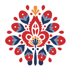 Swedish dala flower art featuring vibrant colors and intricate patterns in a striking design