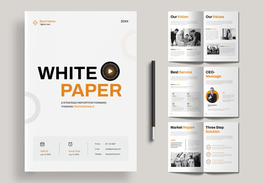Modern Professional White Paper Template for Business Report & Analysis