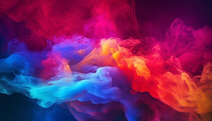 Abstract Background with Colorful Swirling Smoke and Fog in Dark
