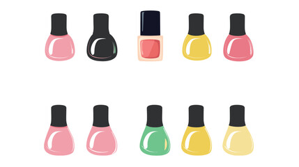 Vector illustration of a nail polish bottle with brush, showcasing beauty, cosmetics, manicure, and fashion concepts in a clean minimalist design on white background for cosmetic branding 