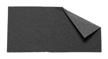 Black isolated cut out blank paper note cardboard with folded corner dog-ear earmark and copy space for text, transparent png background design element