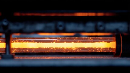 Molten polymer flows through a heated transparent tube, showcasing the precise temperature control of a coextruder, ensuring material integrity during the manufacturing process