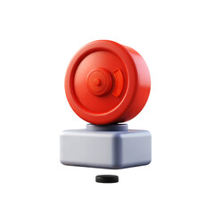 A red round object with a circular design on transparent background