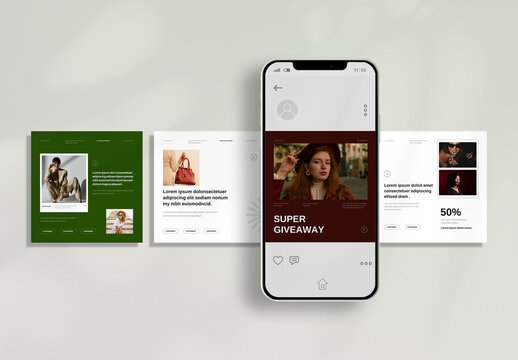 Fashion Brand Social Media Post Set Template for Engaging