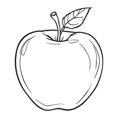 Red apple line art drawing fruit healthy design