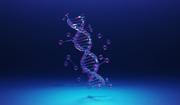Abstract of DNA Molecule on Blue Background