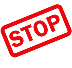 red stop stamp on white background