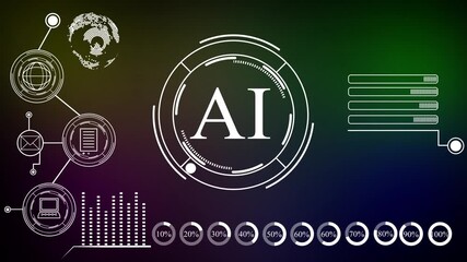 interact with AI artificial intelligence brain processor in concept of AI artificial intelligence engineering, big data and AI machine learning to us 4k video black background . - Powered by Adobe