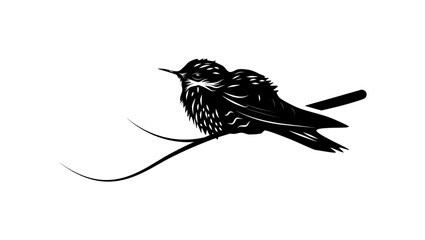 Olivaceous Thornbill bird, black isolated silhouette