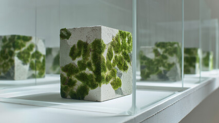 Fototapeta premium This Showcase biocement bricks made from eco-friendly materials for sustainable building.