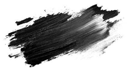 Abstract gunge black painted brush stroke. Transparent background