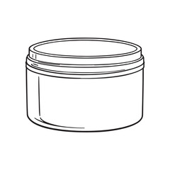 Round white plastic container line art basic essential form