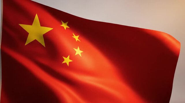 National flag of China waving in the wind closeup