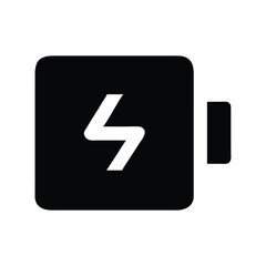 Battery charging icon in simple black and white design, ready for use