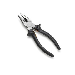 Obraz premium A pair of black handled combination pliers isolated on white background
