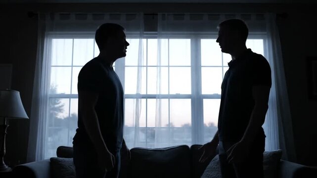 Angry Discussion Between Two Men Indoors