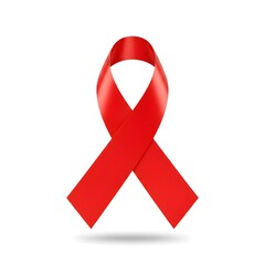 Symbol of red ribbon for aids awareness and support isolated on white background