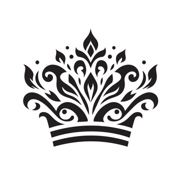 Tribal Crown Vector with Elegant Ornamental Swirls and Geometric Symmetry