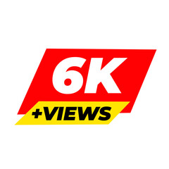 6K views viral badge png, milestone trending icon, red colour design, social tag,