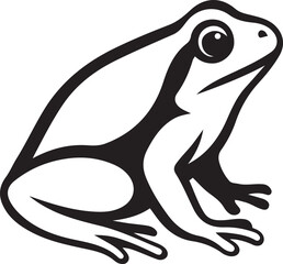 Frog illustration simple black and white, Amphibian silhouette vector art