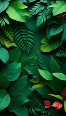 Fototapeta premium tropical jungle foliage, green nature background, green leaf, papercraft. White tone