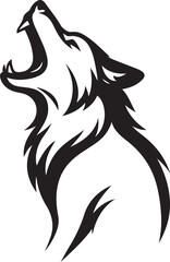 Howling wolf silhouette powerful design, Wild animal black vector illustration