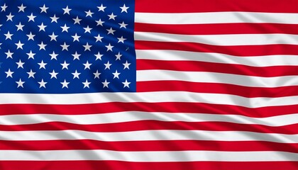 Obraz premium United States flag with thirteen red and white stripes and blue field with fifty white stars