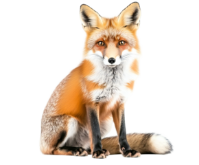 Captivating red fox sitting elegantly, showcasing its beauty and charm in high resolution on transparent background
