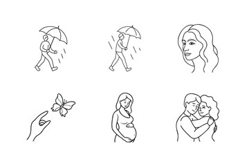 set of women in different poses