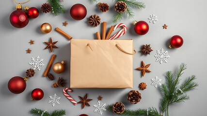Festive Christmas Decorations With Paper Gift Bag holiday paper bag