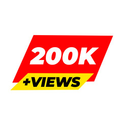 200K views viral png, trending milestone badge, red colour icon, social views tag,