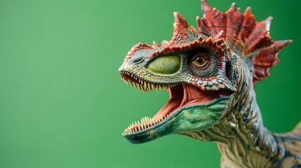 Fototapeta premium dilophosaurus with frill neck on green screen background