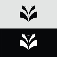 Fototapeta premium A stylized open book is shown in black and white representing knowledge and learning