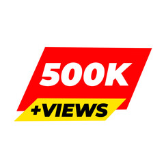 500K views trending png, viral milestone badge, red colour icon, social tag,
