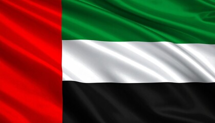 Naklejka premium UAE flag with red vertical bar and horizontal green, white, black stripes
