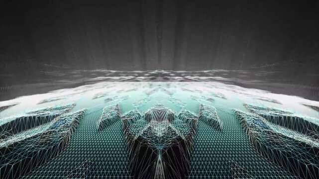 Abstract futuristic technology processing blue backgroundDigital wave form for digital background.Data technology abstract futuristic .Low poly shape on black background. - Powered by Adobe